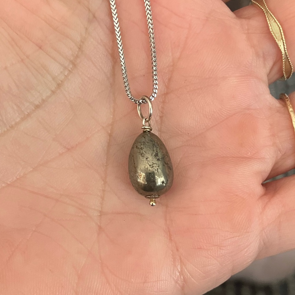 Dark gray metallic pyrite pendant only